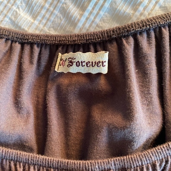 Forever 21 Scoop Neck Brown Top Tie Back Size Small - Picture 3 of 4